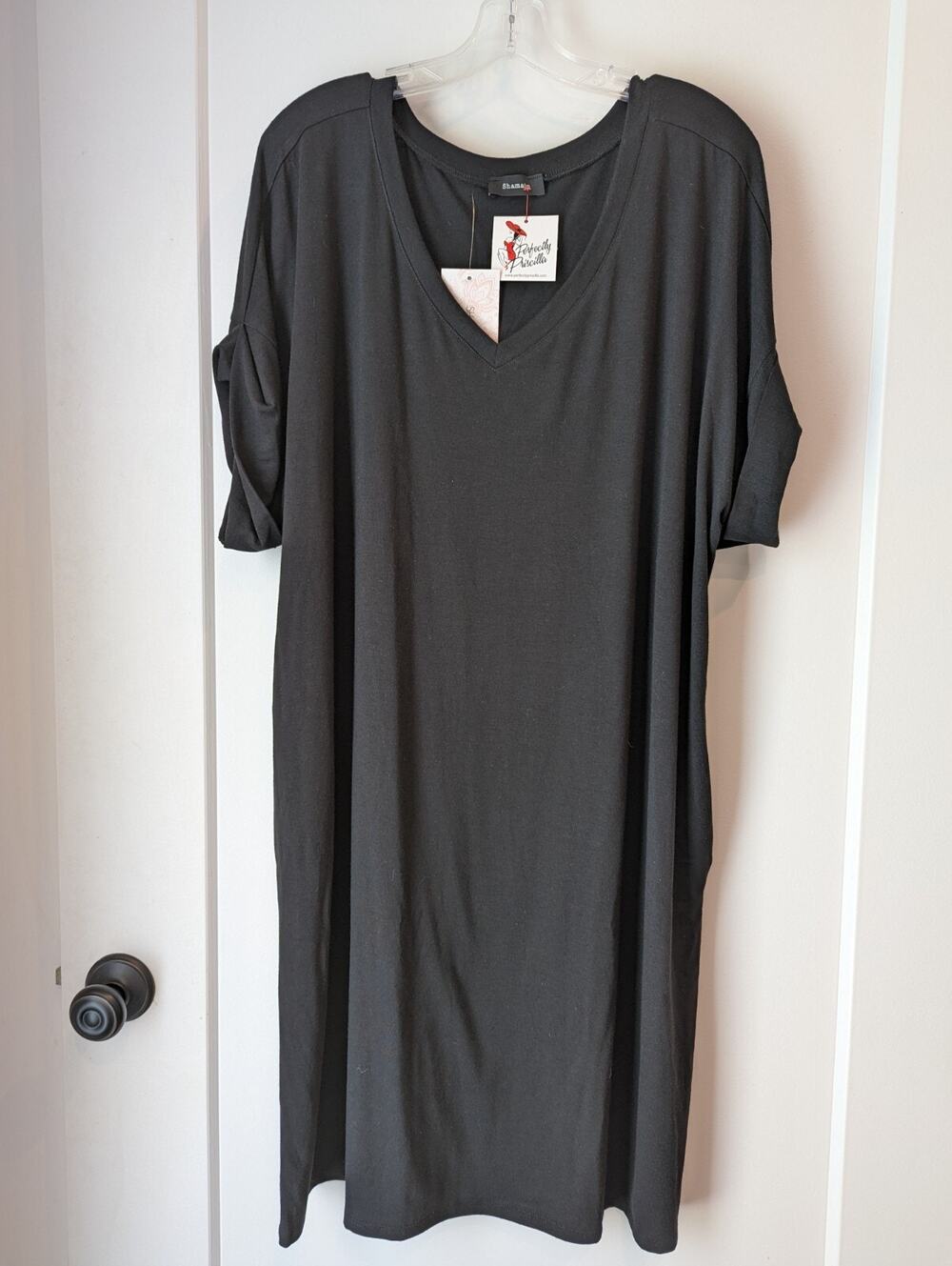 Perfectly Priscilla Size 20/22 Black Make It Count Dress Short Beachy Swim Cover